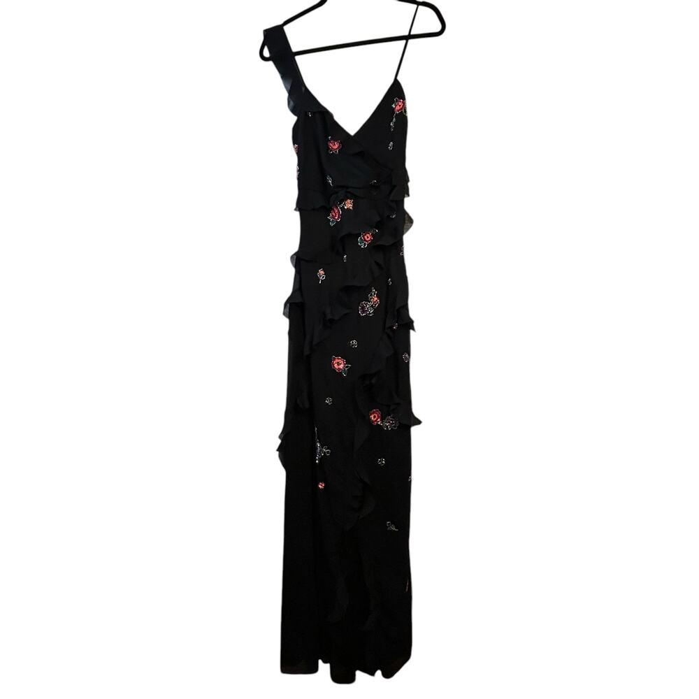 NWT - ASOS Design Black Floral Sequined Gown - Size 12 - Picture 15 of 16